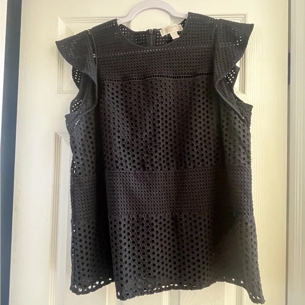 MICHAEL Michael Kors Black Perforated Blouse